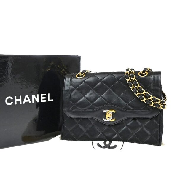 CHANEL PARIS CC Logo Matelasse Chain Mini Shoulder Bag Leather Black 330RF613 - Picture 1 of 16